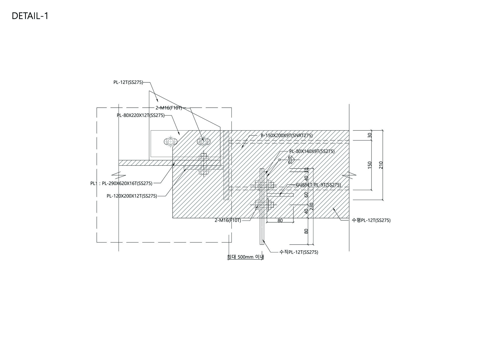 파사드 브래킷 평단면 상세도